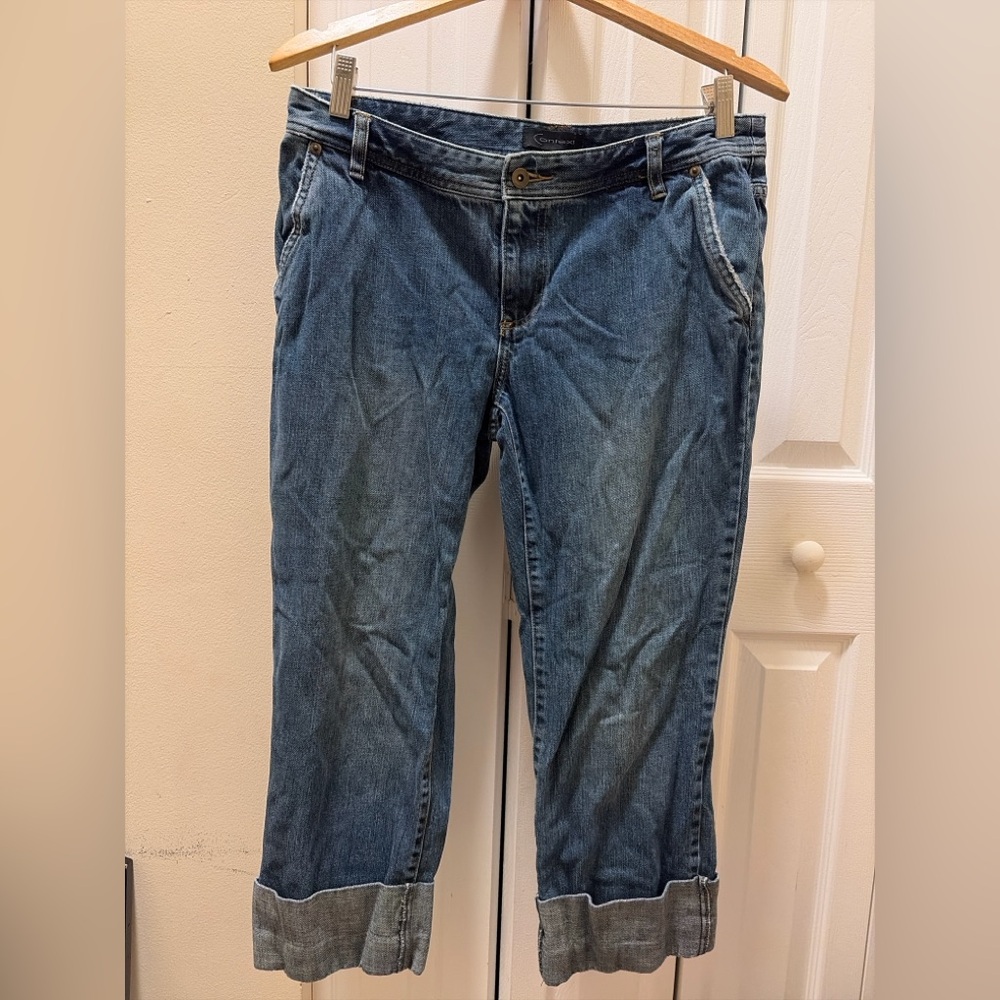 Conlexi Cuffed Ankle Jeans, Medium Wash, 100% Cotton, size 8